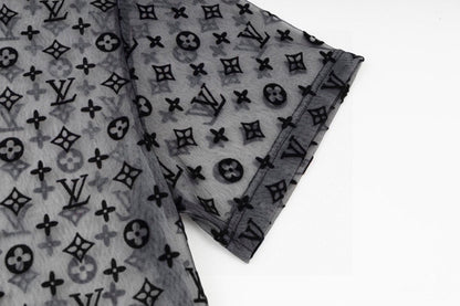New Short Sleeve Tshirt Overlapping Black and White Mesh 1025051617