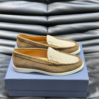 Classic printed canvas embellished men's casual loafers 1824042201