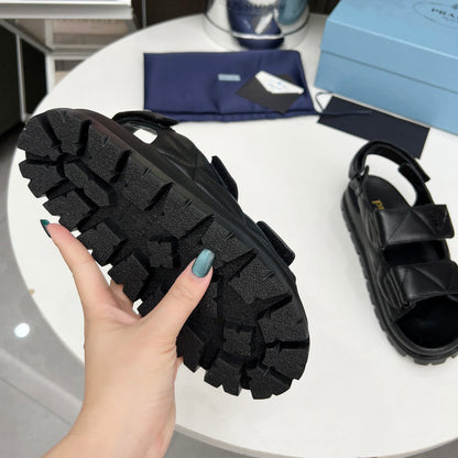 Spring And Summer New Women's Shoes Leather Soft Bottom Muffin Sandals Velcro 1024030828