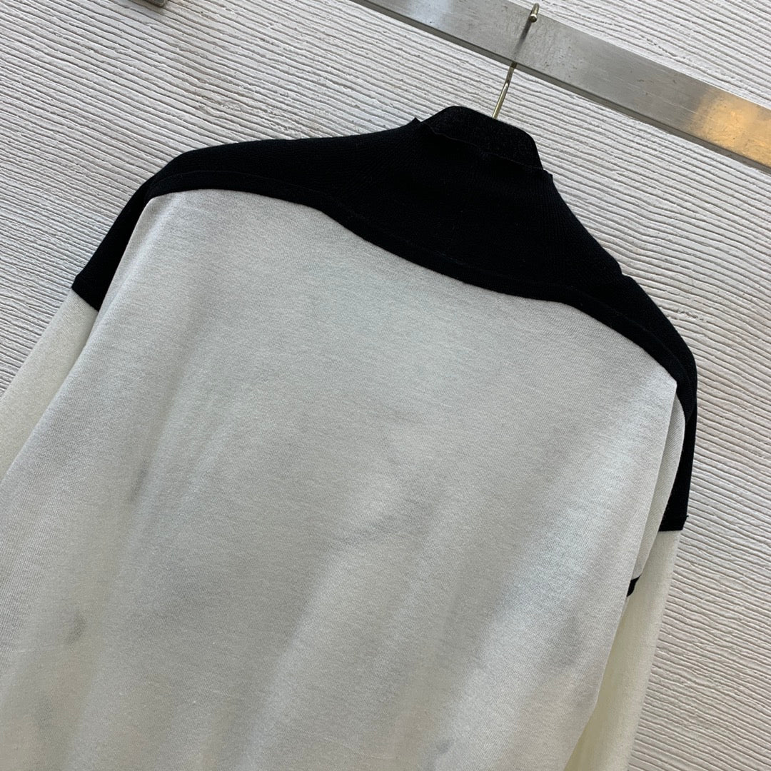 HM Twill silk paneled stretch knit sweater 1824102701