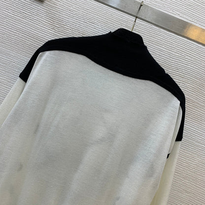 HM Twill silk paneled stretch knit sweater 1824102701