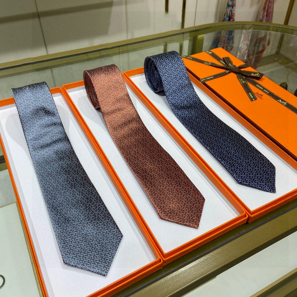 Twill silk hollow H letter tie 1824053005
