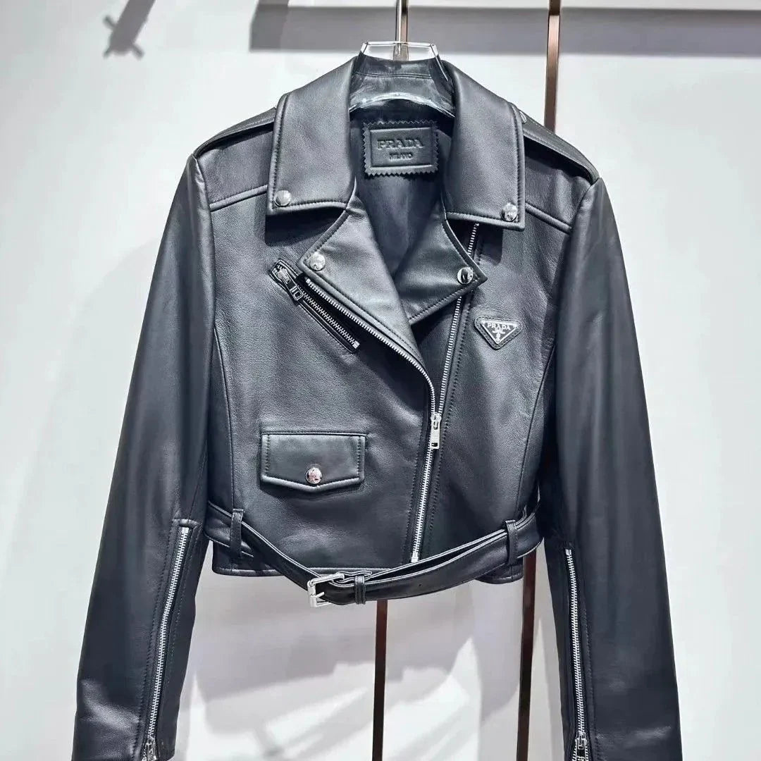 New Leather Short Motorcycle Jacket Lapel Coat 1024032029