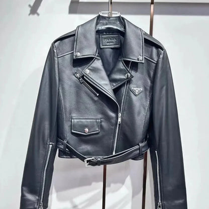 New Leather Short Motorcycle Jacket Lapel Coat 1024032029