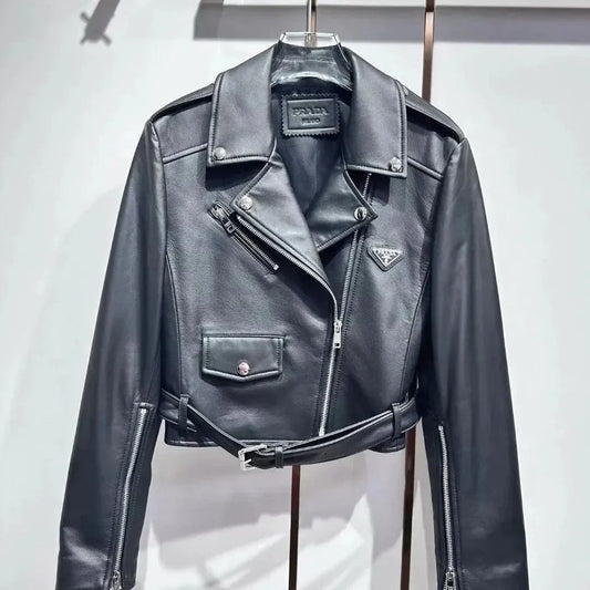 New Leather Short Motorcycle Jacket Lapel Coat 1024032029