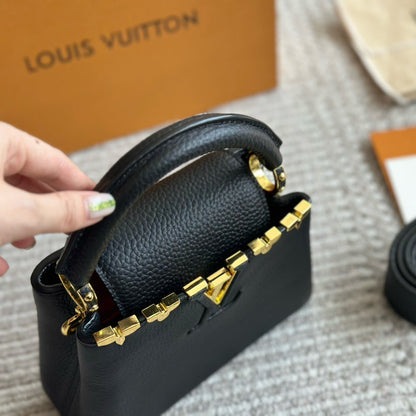 Mini Capucines Metallic Flower Trim Handbag 1824042605