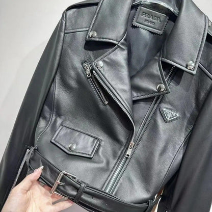 New Leather Short Motorcycle Jacket Lapel Coat 1024032029
