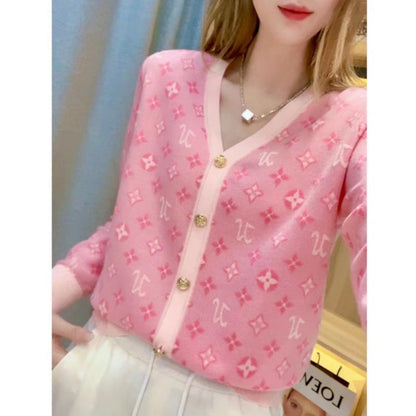 New Long-Sleeved V-Neck Cardigan Sweater 1025090223