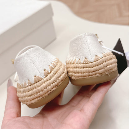 Raffia Straw Mary Jane Flat Single Shoes 1025051503