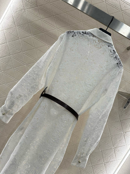 CD Heavy Embroidery Belt Dress 1825090803