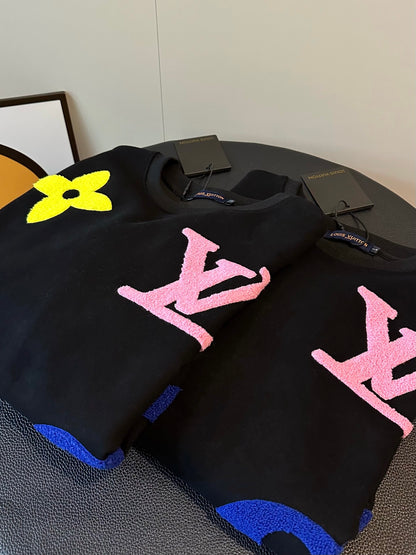 V Heavy Industry Color Towel Embroidery Logo Round Neck Sweatshirt 1825090902