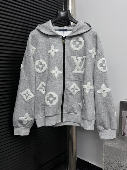 V Towel embroidery zipper hooded jacket for men and women 1825090909